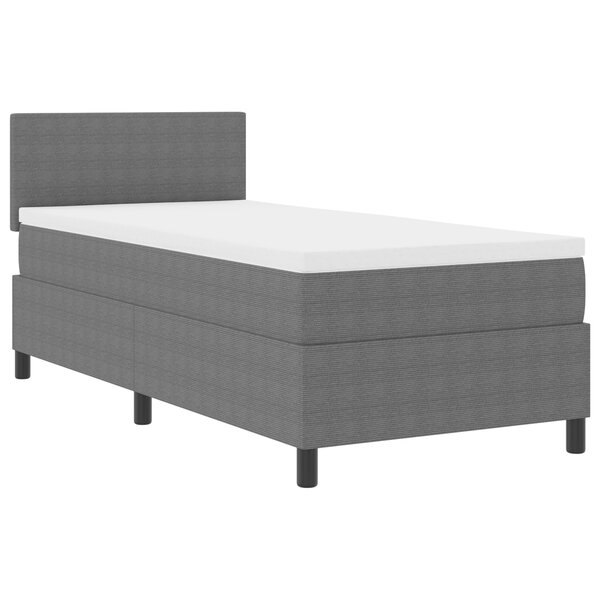 vidaXL Lit de Sommier avec Matelas & LED Gris Clair 100x200 cm Tissu en Velours Côtelé