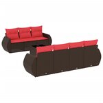vidaXL Salon de jardin 8 Pièces avec coussins marron résine tressée