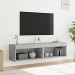 vidaXL Meubles TV avec lumières LED 2 Pièces gris béton 60x30x30 cm