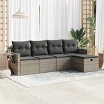 vidaXL Salon de jardin 5 Pièces avec coussins gris résine tressée