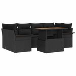 vidaXL Ensemble de canapé de jardin 7 Pièces Noir Poly rotin
