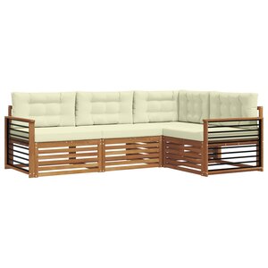 vidaXL Ensemble de canapés d'extérieur 4 pc Naturel et Crème