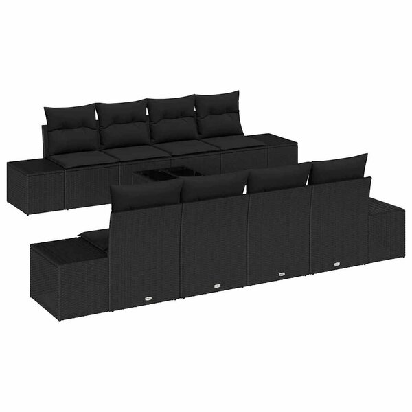 vidaXL Ensemble de canapé de jardin 7 Pièces Noir 55 x 55 x 37 cm
