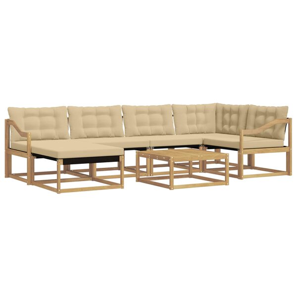 vidaXL Ensemble de canapés d'extérieur 7 Pièces Blanc et Beige