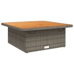 vidaXL Table de jardin gris 110x110x71 cm Résine tressée bois d'acacia