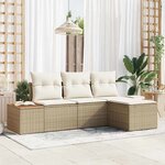 vidaXL Ensemble de canapé de jardin avec coussin 4 Pièces beige et crème