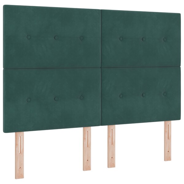 Lit Box Spring avec Matelas vert foncé 140x200 cm en velours