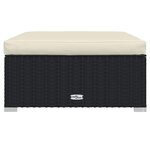 vidaXL Repose-pied de jardin et coussin Noir 70x70x30cm Résine tressée