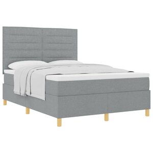 vidaXL Lit à ressorts avec matelas Gris clair 140 x 200 cm tissu