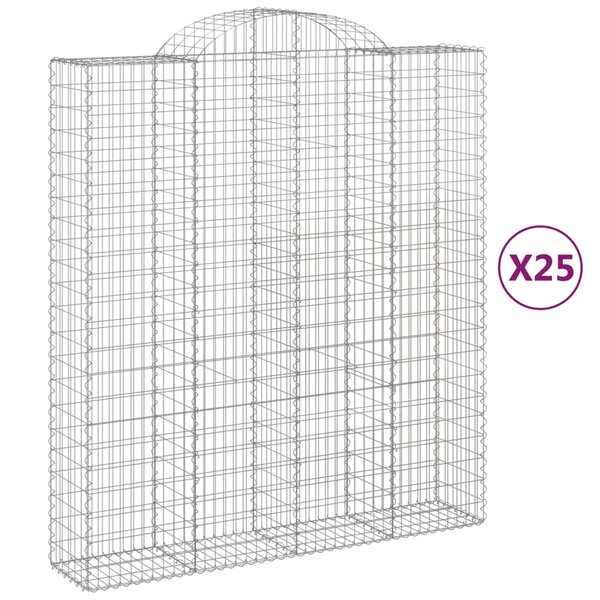 vidaXL Paniers à gabions arqués 25 Pièces 200x50x220/240 cm Fer galvanisé