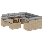 vidaXL Ensemble de canapé de jardin 9 Pièces Beige et Gris clair