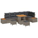 vidaXL Ensemble de canapé de jardin avec coussin 9 Pièces Gris