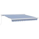 vidaXL Auvent Rétractable Bleu et Blanc 300 x 250 cm Tissu et Métal