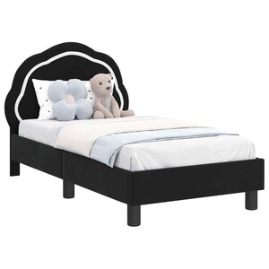 vidaXL Cadre de lit pour tout-petit avec tête de lit Noir 70 x 140 cm