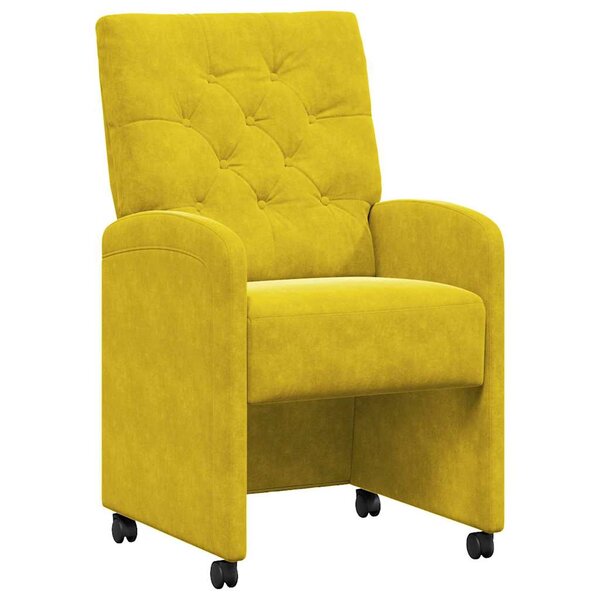 vidaXL Chaises de Salle à Manger avec Roues 2 pc Velours Jaune