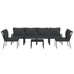 Salon de jardin meuble d'extérieur ensemble de mobilier 7 pièces avec coussins gris bambou acier 02_0017181