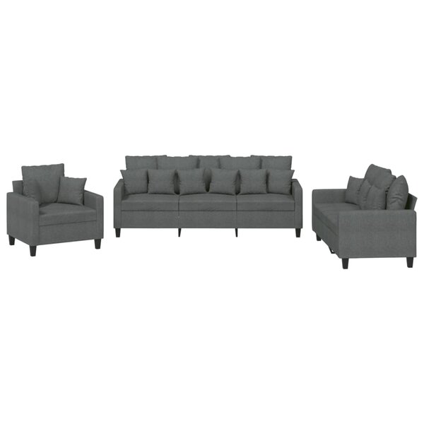 vidaXL Ensemble de canapés 3 Pièces coussins gris foncé tissu
