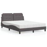 vidaXL Lit avec matelas gris 140x200 cm similicuir