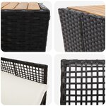 Ensemble de Bistro de Jardin 3 Pièces avec Coussins en Poly Rattan Noir