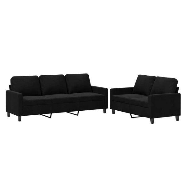vidaXL Ensemble de canapés 2 Pièces avec coussins Noir Velours