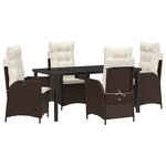 vidaXL Ensemble de salon de jardin de 5 pièces avec coussins Marron Poly Rattan