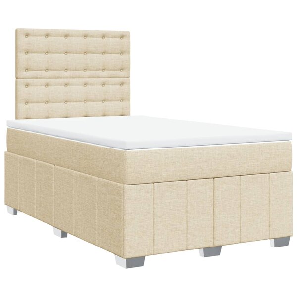 vidaXL Sommier à lattes de lit avec matelas Crème 120x200 cm Tissu