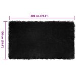 vidaXL Tapis en Peau de Mouton Synthétique Noir 100 x 200 cm Polyester