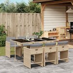 vidaXL Ensemble à manger de jardin coussins 7 Pièces mélange beige rotin