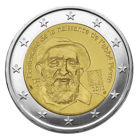 Pièce 2€ commémorative 2012 : france (abbe pierre)