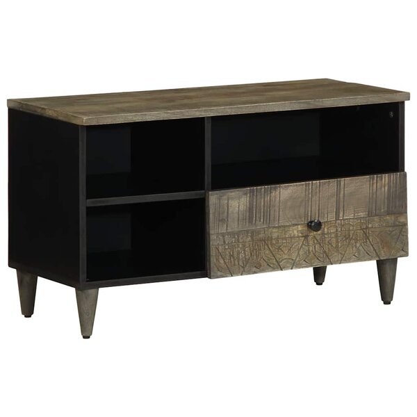 vidaXL Meuble TV noir 80x33x46 cm bois massif de manguier