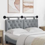 vidaXL Tête de lit suspendue Avec lumière LED Gris clair Tissu