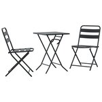 vidaXL Ensemble Bistro Pliable 3 Pièces Anthracite Acier