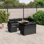 vidaXL Salon de jardin 9 Pièces avec coussins noir résine tressée