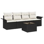 vidaXL Ensemble de canapé de jardin avec coussin 5 Pièces Noir et Crème