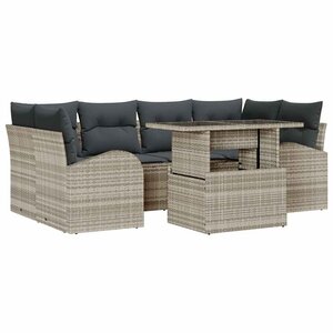 vidaXL Ensemble de canapé de jardin 7 Pièces Gris clair Poly Rattan