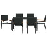 vidaXL Ensemble de salle à manger pour jardin 7 Pièces Noir