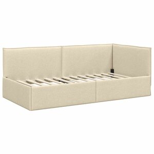 vidaXL Cadre de lit d'angle avec tête de lit Crème 80 x 200 cm tissu