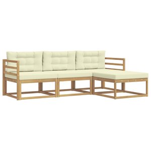 vidaXL Ensemble de canapés d'extérieur 4 Pièces Blanc et crème Polyester