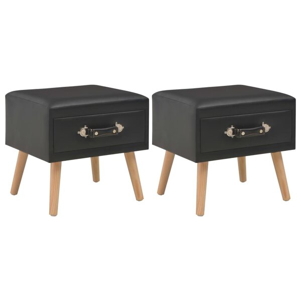 vidaXL Tables de chevet 2 Pièces Noir 40x35x40 cm Similicuir