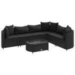 vidaXL Salon de jardin 7 Pièces avec coussins noir résine tressée