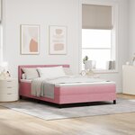Literie Box Spring vidaXL avec Matelas Rose 140x200 cm Velours