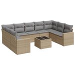 vidaXL Salon de jardin avec coussins 10 Pièces beige résine tressée