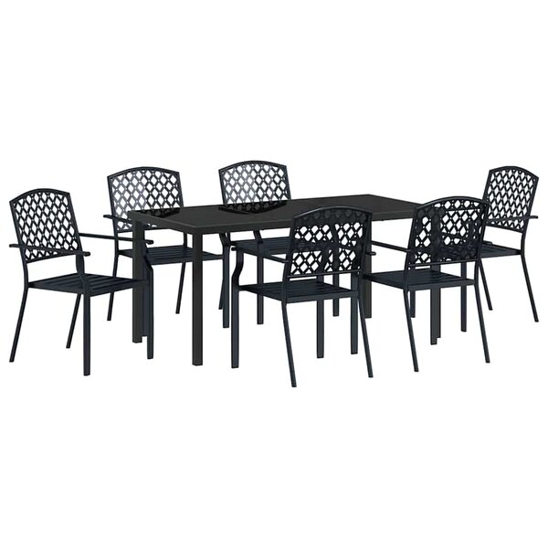 vidaXL Ensemble de salle à manger pour jardin 7 Pièces Anthracite Acier