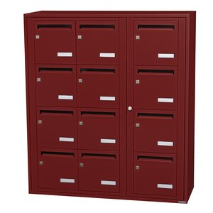 Bloc collectif Leabox  3x4  grade 3  simple face  intérieur  fixation murale  rouge brun ral 3011 finition brillante