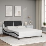 vidaXL Cadre de lit sans matelas Zadar blanc et noir 140x190 cm similicuir