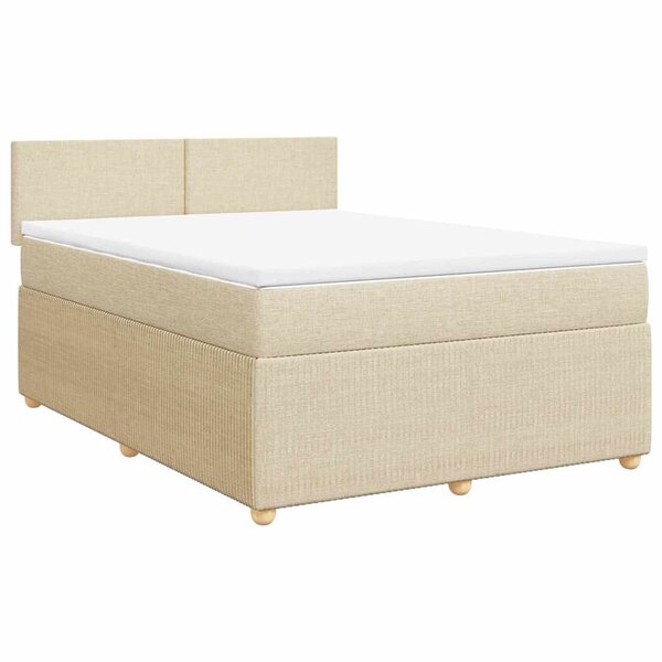 vidaXL Sommier à lattes de lit avec matelas Crème 160x200 cm Tissu