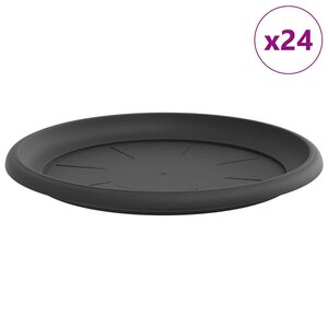 vidaXL Plateau à fleurs rond 24 pc Noir Ø 27 x 2 5 cm Plastique