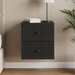 vidaXL Cabinet de chevet mural avec tiroir Noir 33 x 34 5 x 40 cm