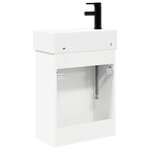 vidaXL Meuble de salle de bain avec robinet Blanc 45 5 x 22 5 x 84 cm