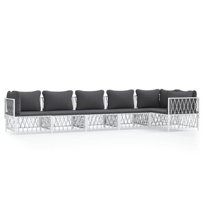 vidaXL Salon de jardin avec coussins 6 Pièces blanc acier